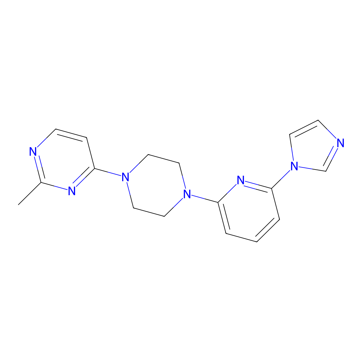 4-{4-[6-(1H-imidazol-1-yl)pyridin-2-yl]piperazin-1-yl}-2-methylpyrimidine molecular structure, CAS 2770587-68-1