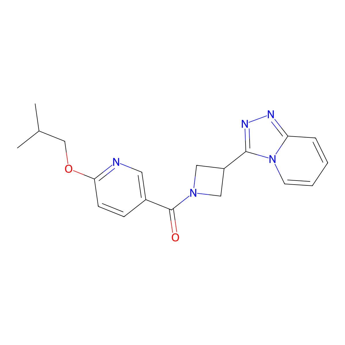 2-(2-Methylpropoxy)-5-(3-{[1,2,4]triazolo[4,3-a]pyridin-3-yl}azetidine-1-carbonyl)pyridine molecular structure, CAS 2770587-74-9