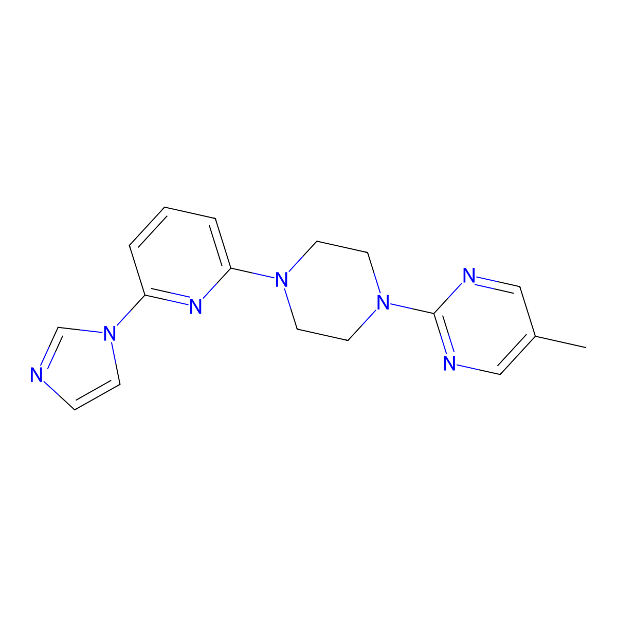 2-{4-[6-(1H-imidazol-1-yl)pyridin-2-yl]piperazin-1-yl}-5-methylpyrimidine molecular structure, CAS 2770587-75-0