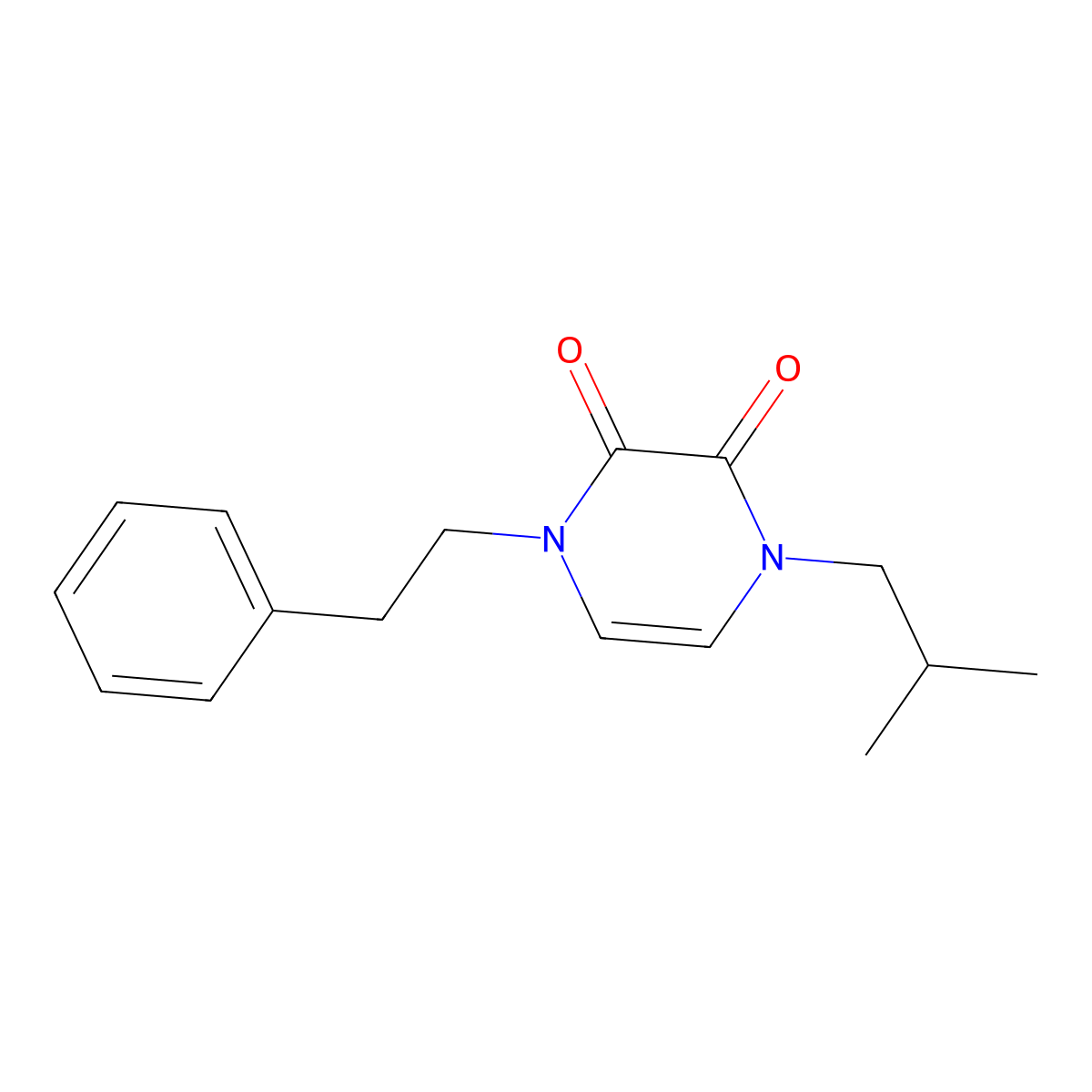 1-(2-Methylpropyl)-4-(2-phenylethyl)-1,2,3,4-tetrahydropyrazine-2,3-dione molecular structure, CAS 2770587-77-2