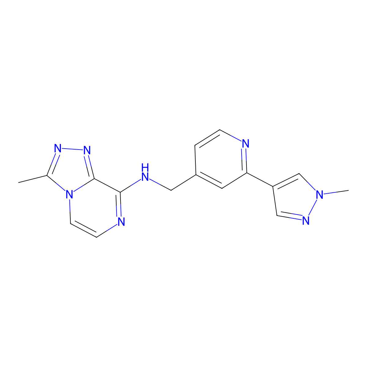 3-methyl-N-{[2-(1-methyl-1H-pyrazol-4-yl)pyridin-4-yl]methyl}-[1,2,4]triazolo[4,3-a]pyrazin-8-amine molecular structure, CAS 2770587-79-4