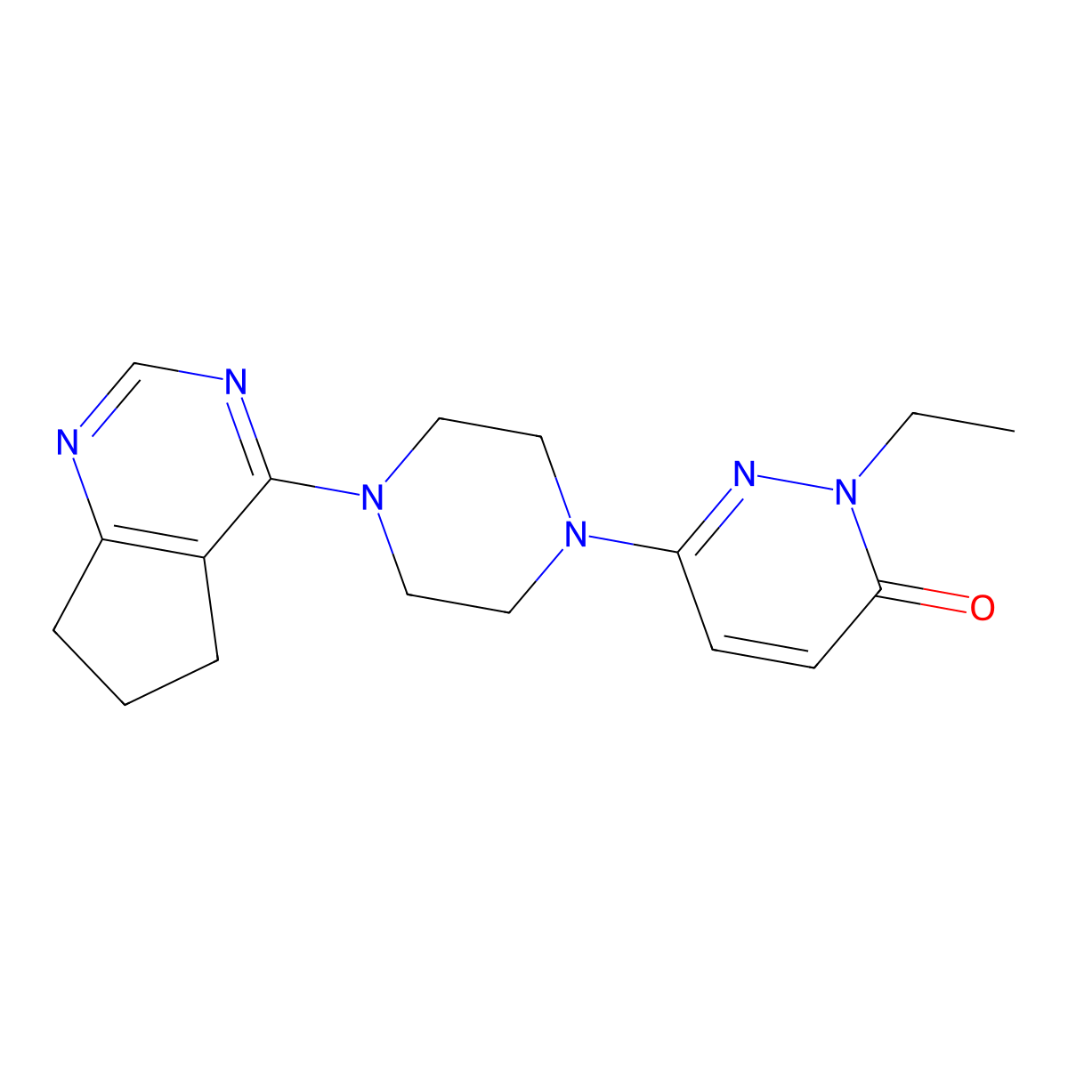 6-(4-{5H,6H,7H-cyclopenta[d]pyrimidin-4-yl}piperazin-1-yl)-2-ethyl-2,3-dihydropyridazin-3-one molecular structure, CAS 2770587-80-7