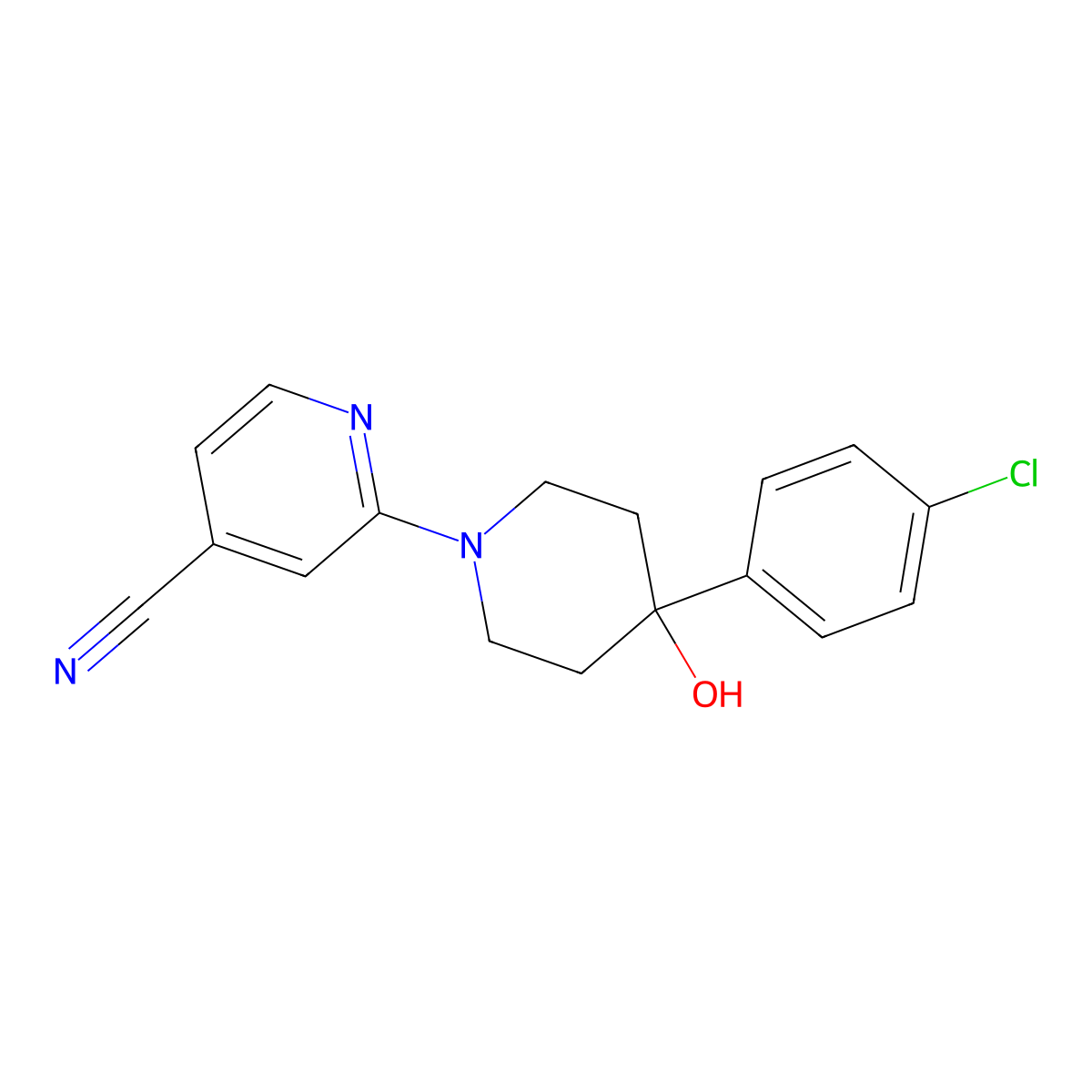 2-[4-(4-Chlorophenyl)-4-hydroxypiperidin-1-yl]pyridine-4-carbonitrile molecular structure, CAS 2770587-83-0