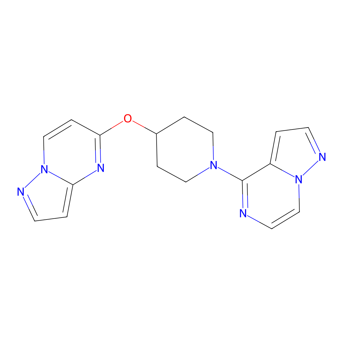 1-{Pyrazolo[1,5-a]pyrazin-4-yl}-4-{pyrazolo[1,5-a]pyrimidin-5-yloxy}piperidine molecular structure, CAS 2770587-93-2
