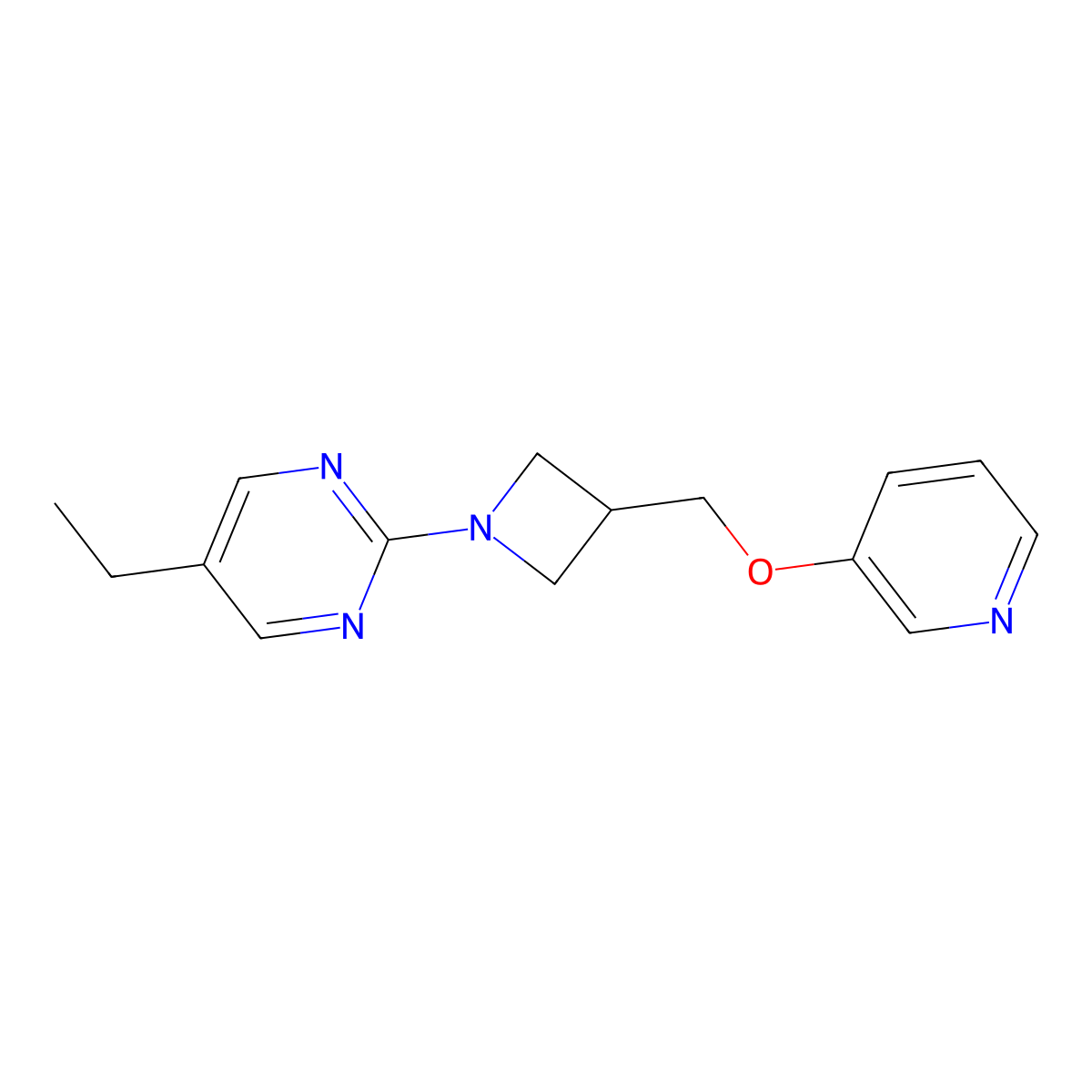 5-Ethyl-2-{3-[(pyridin-3-yloxy)methyl]azetidin-1-yl}pyrimidine molecular structure, CAS 2770587-98-7