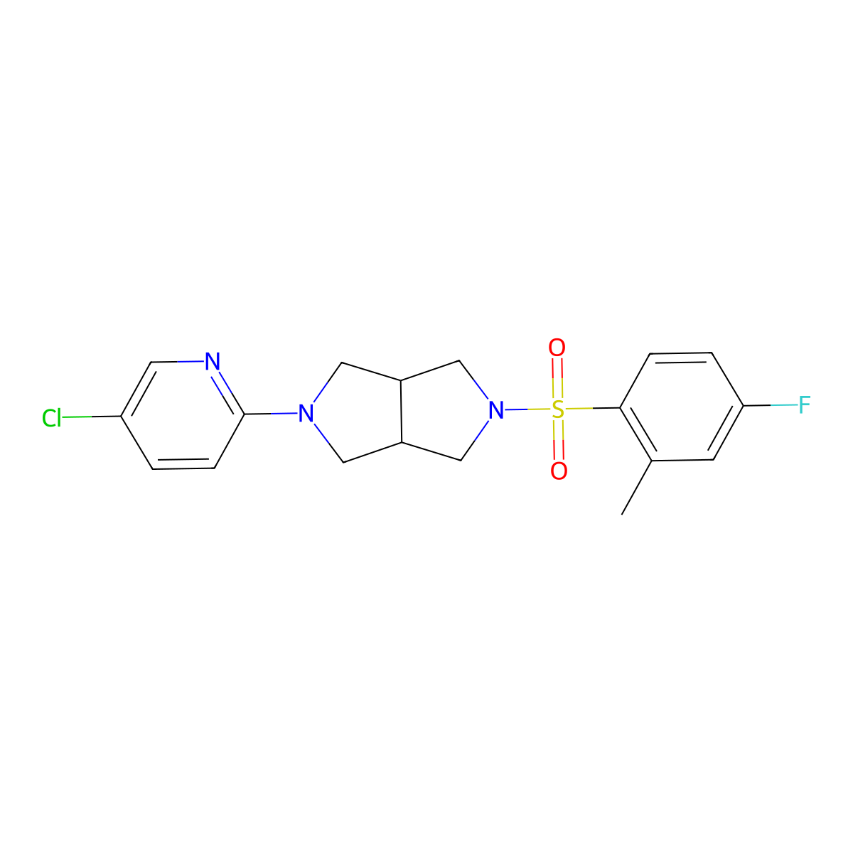 5-Chloro-2-[5-(4-fluoro-2-methylbenzenesulfonyl)-octahydropyrrolo[3,4-c]pyrrol-2-yl]pyridine molecular structure, CAS 2770588-04-8