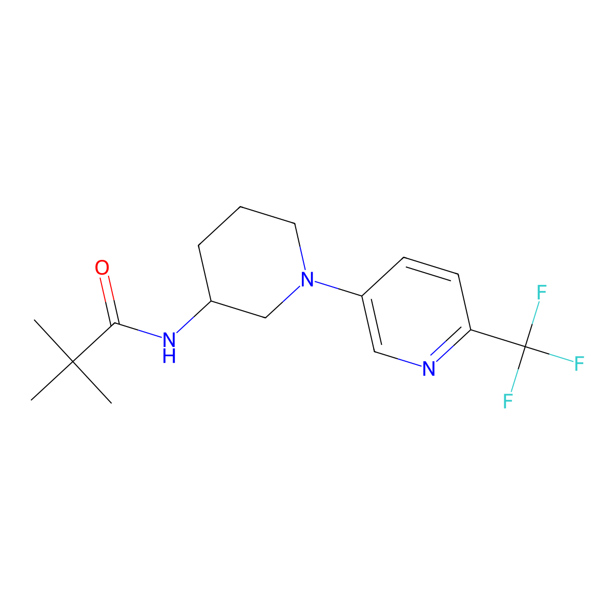 2,2-dimethyl-N-{1-[6-(trifluoromethyl)pyridin-3-yl]piperidin-3-yl}propanamide molecular structure, CAS 2770588-08-2
