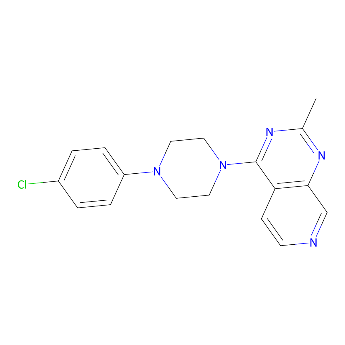 1-(4-Chlorophenyl)-4-{2-methylpyrido[3,4-d]pyrimidin-4-yl}piperazine molecular structure, CAS 2770588-09-3