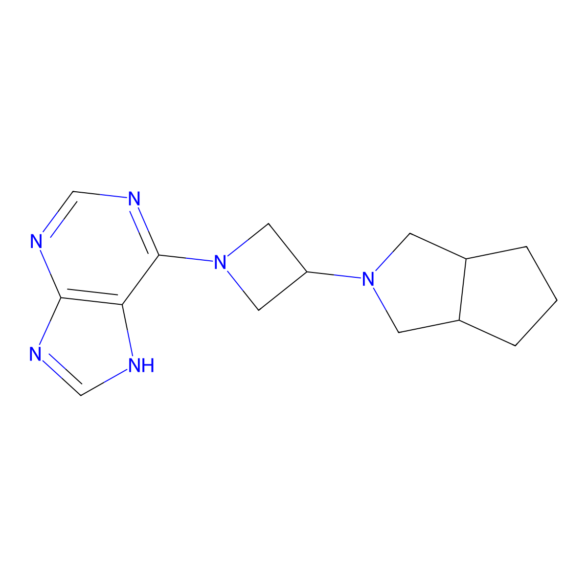 6-(3-{octahydrocyclopenta[c]pyrrol-2-yl}azetidin-1-yl)-9H-purine molecular structure, CAS 2770588-10-6