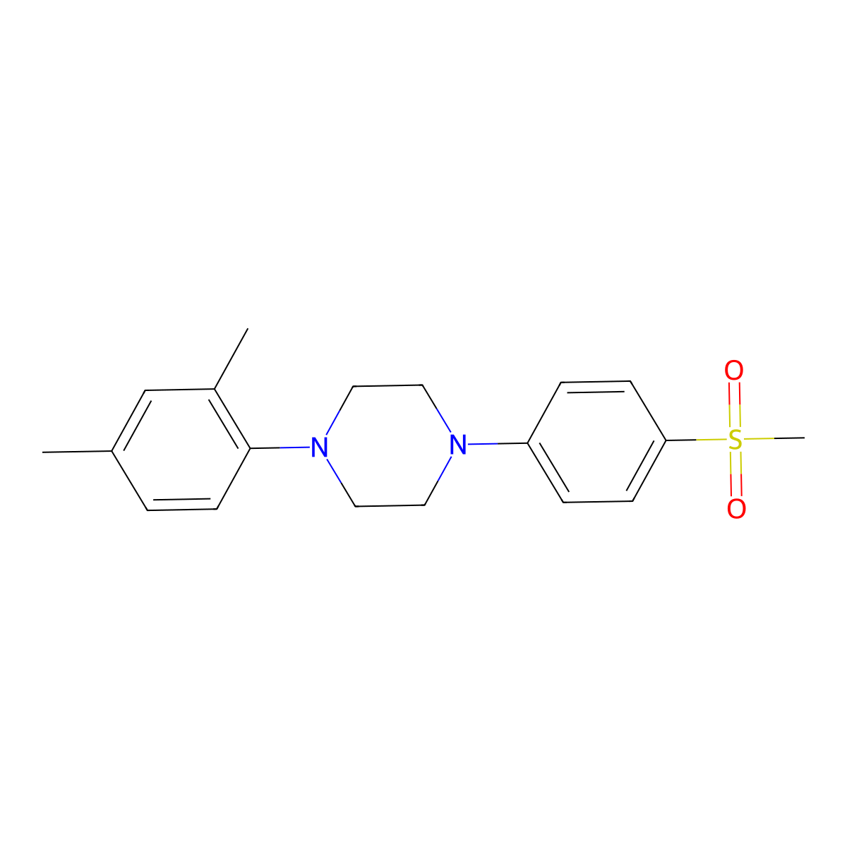 1-(2,4-Dimethylphenyl)-4-(4-methanesulfonylphenyl)piperazine molecular structure, CAS 2770588-11-7