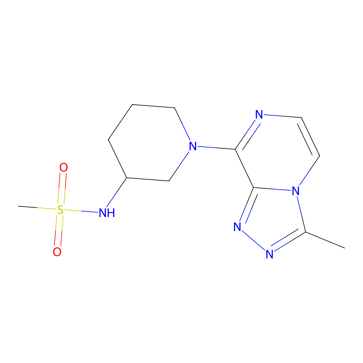 N-(1-{3-methyl-[1,2,4]triazolo[4,3-a]pyrazin-8-yl}piperidin-3-yl)methanesulfonamide molecular structure, CAS 2770588-13-9
