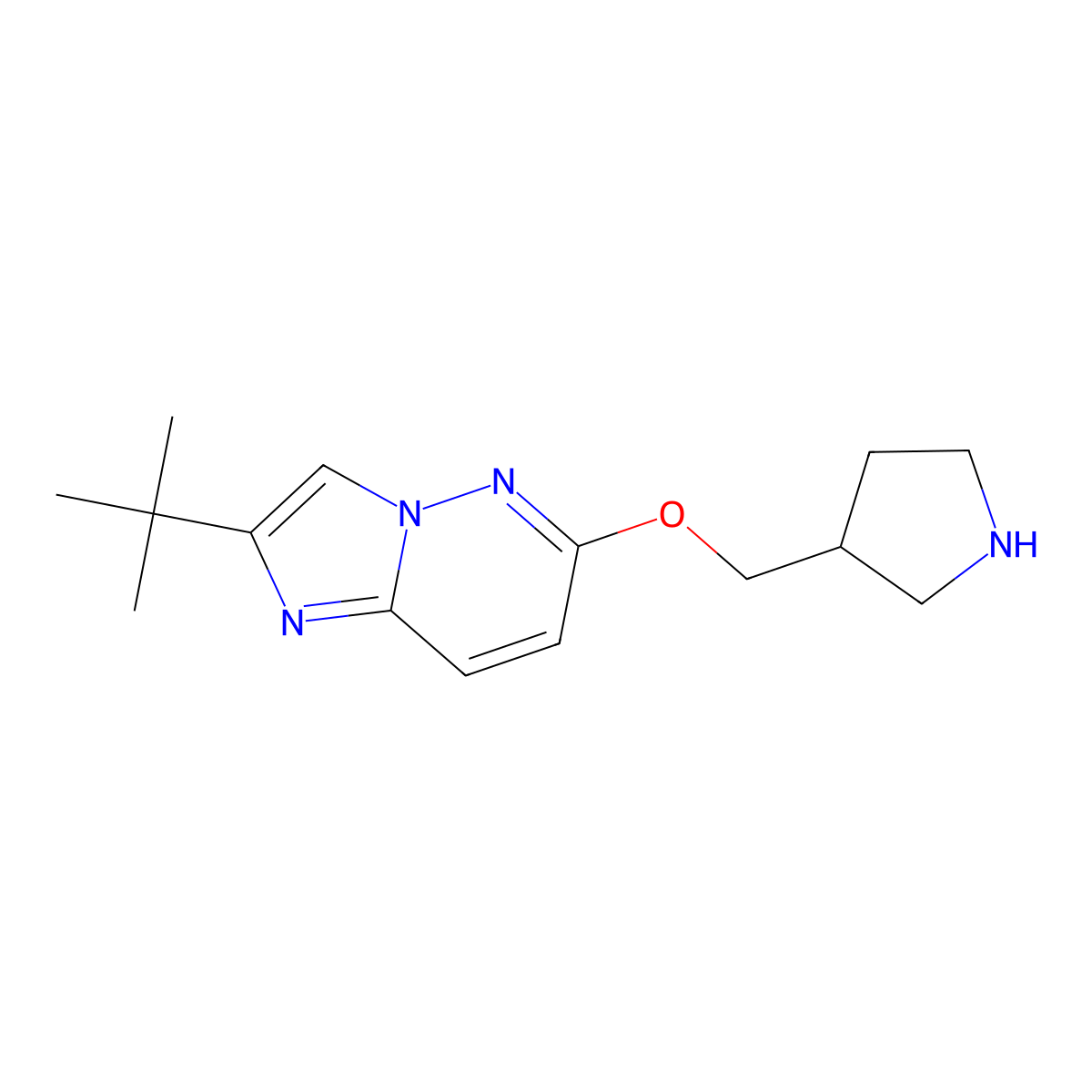 3-[({2-Tert-butylimidazo[1,2-b]pyridazin-6-yl}oxy)methyl]pyrrolidine molecular structure, CAS 2770588-14-0
