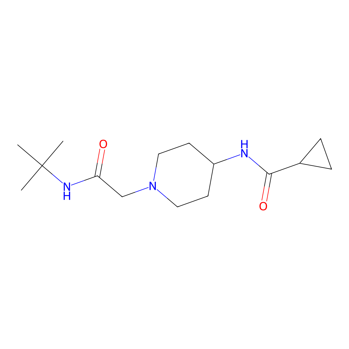 N-{1-[(tert-butylcarbamoyl)methyl]piperidin-4-yl}cyclopropanecarboxamide molecular structure, CAS 2770588-15-1