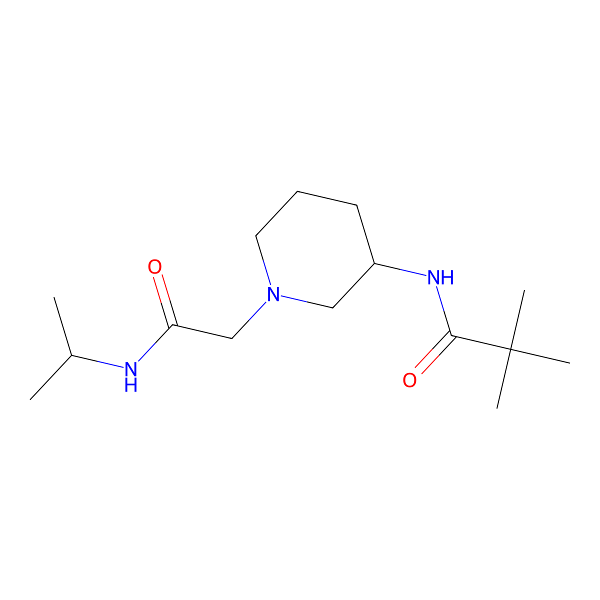 2,2-dimethyl-N-(1-{[(propan-2-yl)carbamoyl]methyl}piperidin-3-yl)propanamide molecular structure, CAS 2770588-19-5