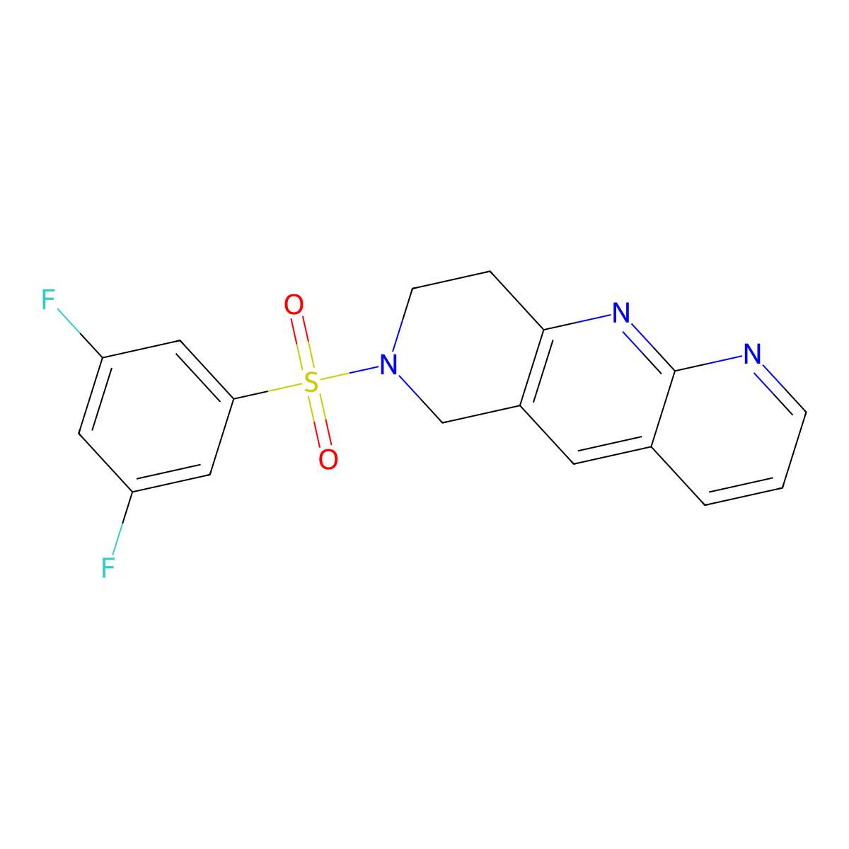 7-(3,5-difluorobenzenesulfonyl)-6H,7H,8H,9H-pyrido[2,3-b]1,6-naphthyridine molecular structure, CAS 2770588-24-2