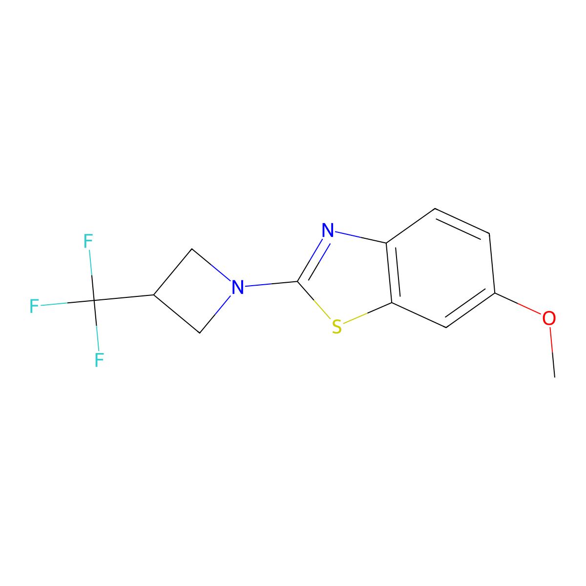 6-Methoxy-2-[3-(trifluoromethyl)azetidin-1-yl]-1,3-benzothiazole molecular structure, CAS 2770588-26-4