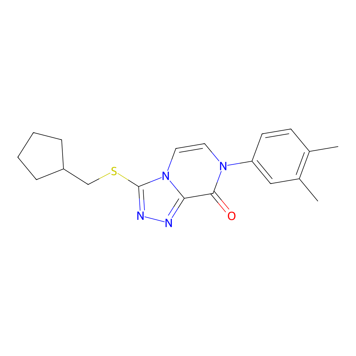 3-[(cyclopentylmethyl)sulfanyl]-7-(3,4-dimethylphenyl)-7H,8H-[1,2,4]triazolo[4,3-a]pyrazin-8-one molecular structure, CAS 2770588-45-7