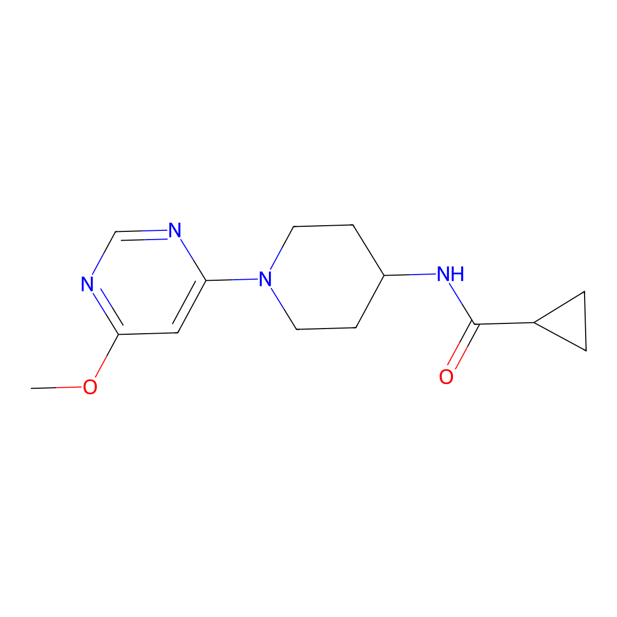 N-[1-(6-methoxypyrimidin-4-yl)piperidin-4-yl]cyclopropanecarboxamide molecular structure, CAS 2770588-49-1