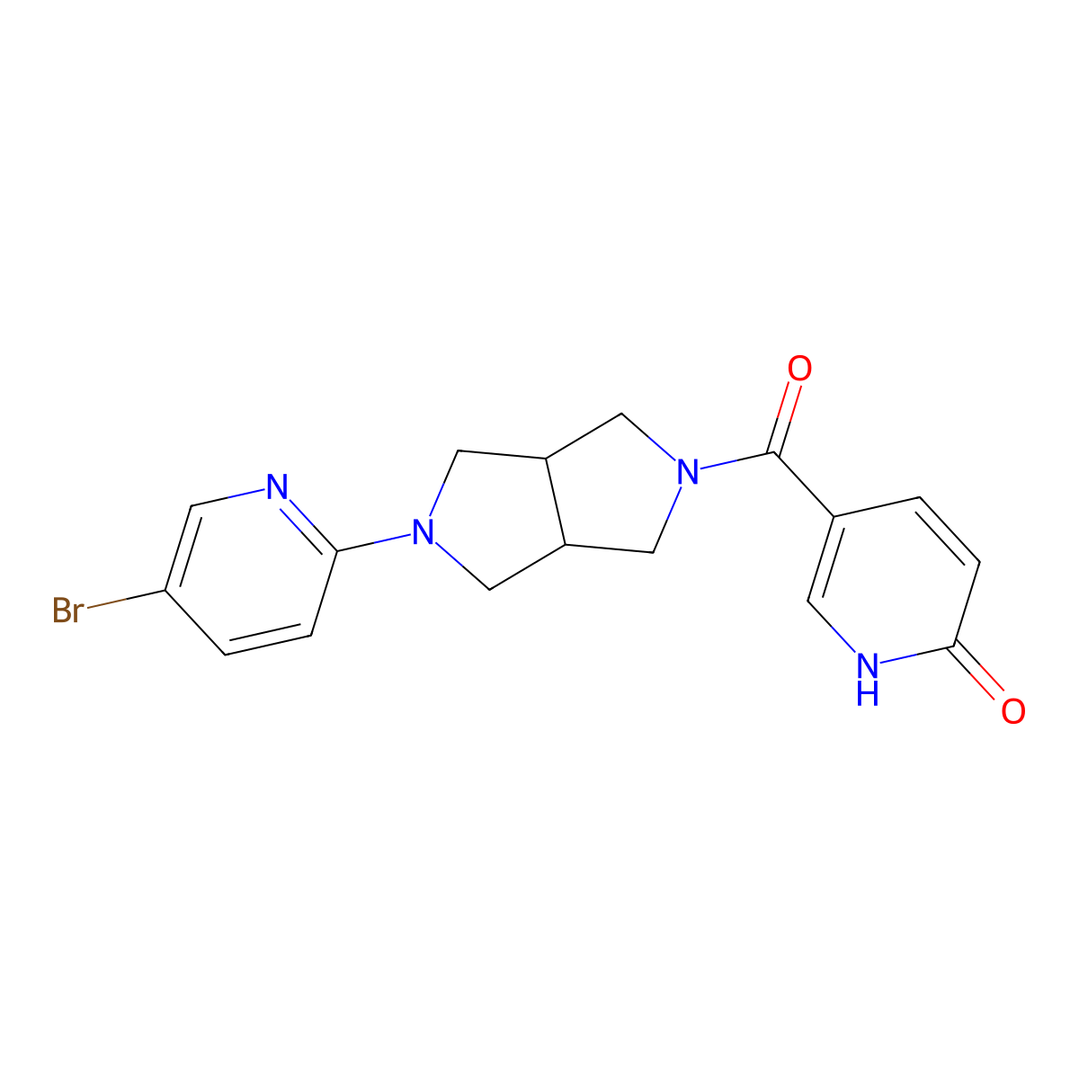5-[5-(5-Bromopyridin-2-yl)-octahydropyrrolo[3,4-c]pyrrole-2-carbonyl]-1,2-dihydropyridin-2-one molecular structure, CAS 2770588-53-7