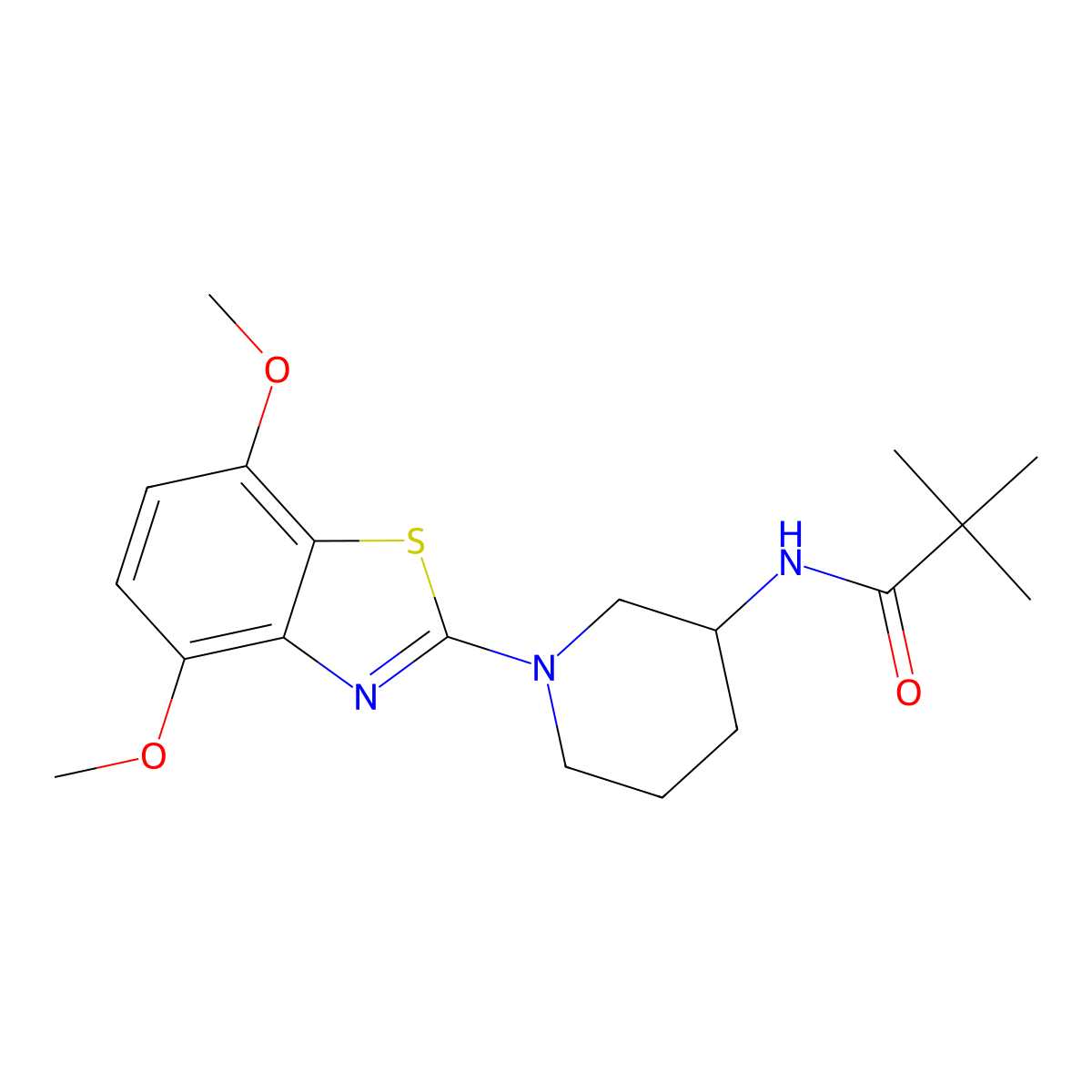 N-[1-(4,7-dimethoxy-1,3-benzothiazol-2-yl)piperidin-3-yl]-2,2-dimethylpropanamide molecular structure, CAS 2770588-56-0