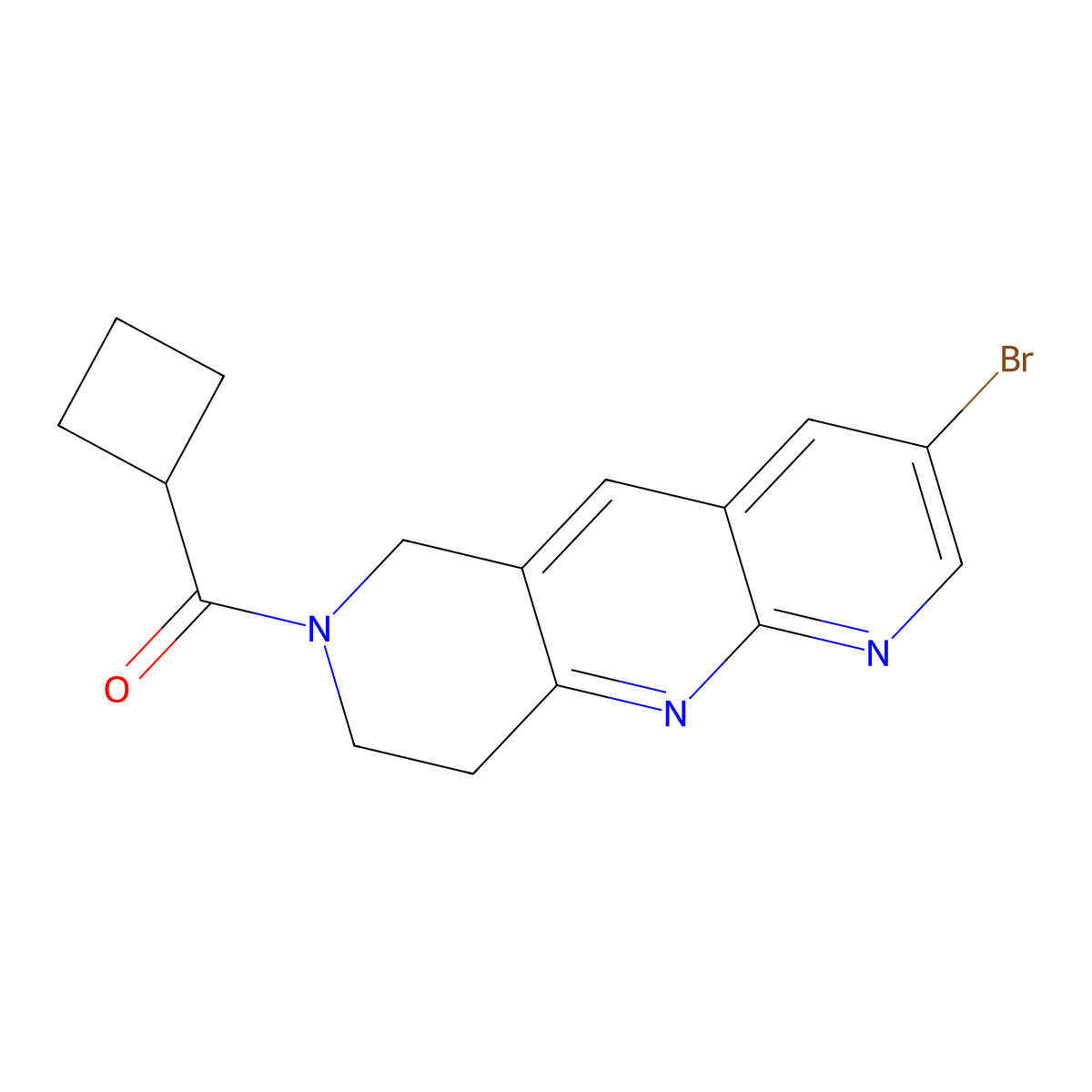 3-bromo-7-cyclobutanecarbonyl-6H,7H,8H,9H-pyrido[2,3-b]1,6-naphthyridine molecular structure, CAS 2770588-57-1