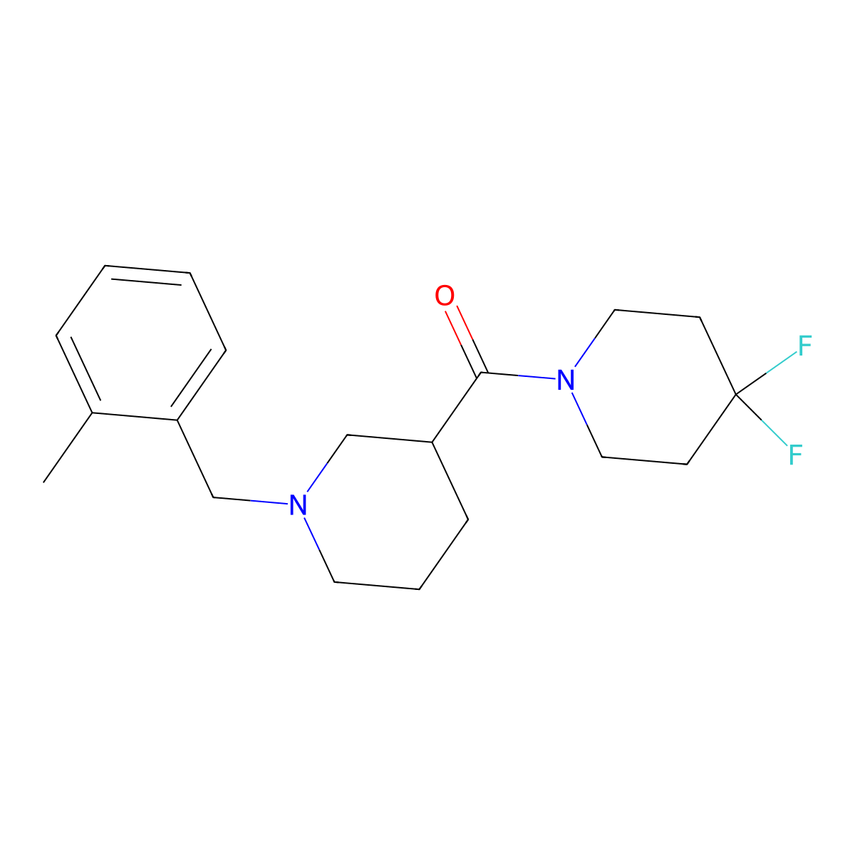 4,4-Difluoro-1-{1-[(2-methylphenyl)methyl]piperidine-3-carbonyl}piperidine molecular structure, CAS 2770588-59-3