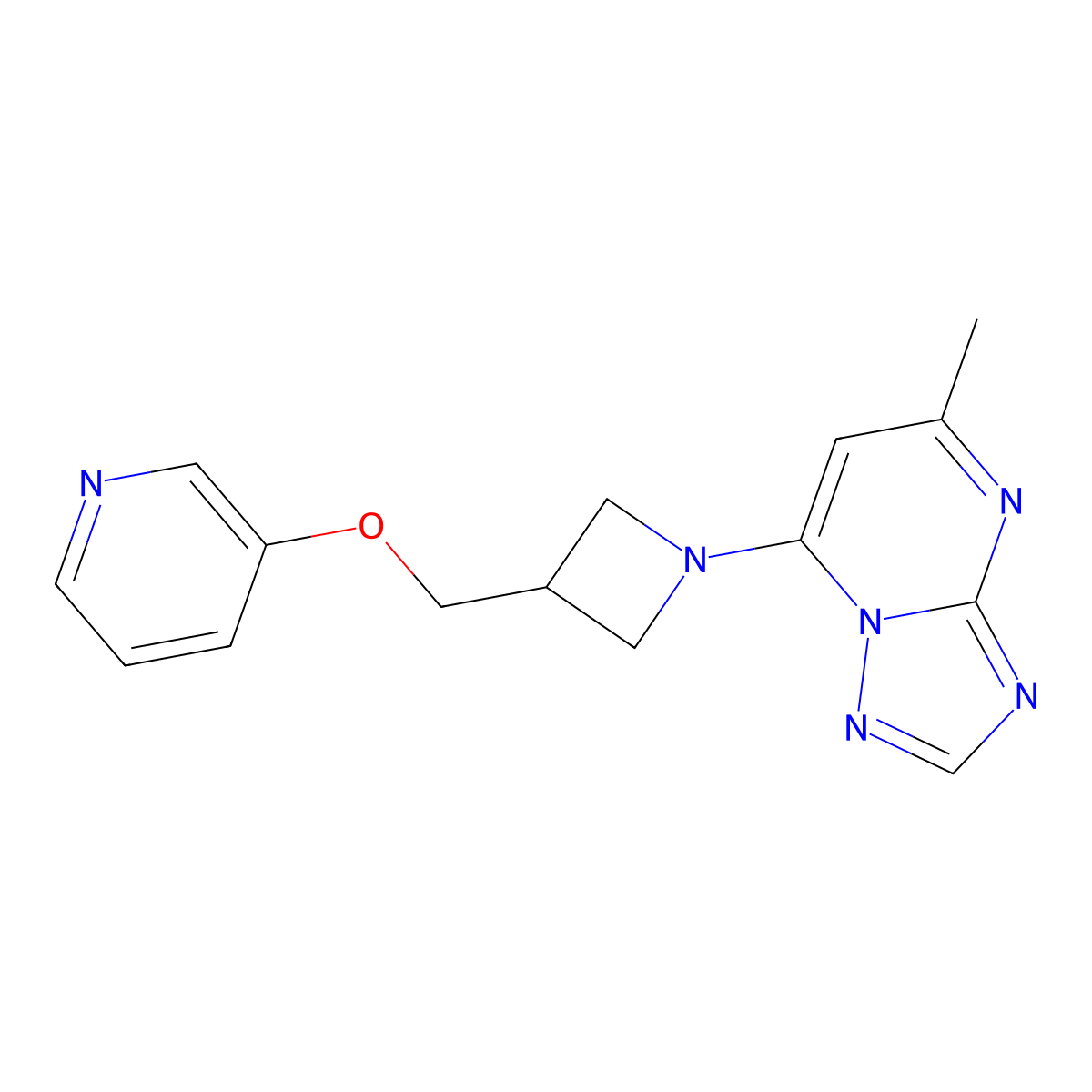 3-[(1-{5-Methyl-[1,2,4]triazolo[1,5-a]pyrimidin-7-yl}azetidin-3-yl)methoxy]pyridine molecular structure, CAS 2770588-61-7