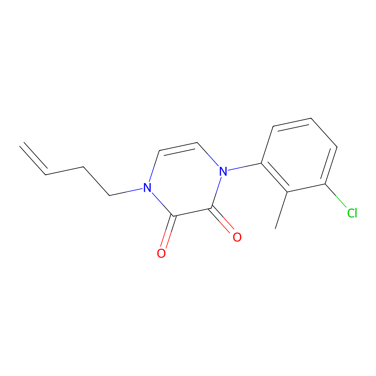 1-(But-3-en-1-yl)-4-(3-chloro-2-methylphenyl)-1,2,3,4-tetrahydropyrazine-2,3-dione molecular structure, CAS 2770588-67-3
