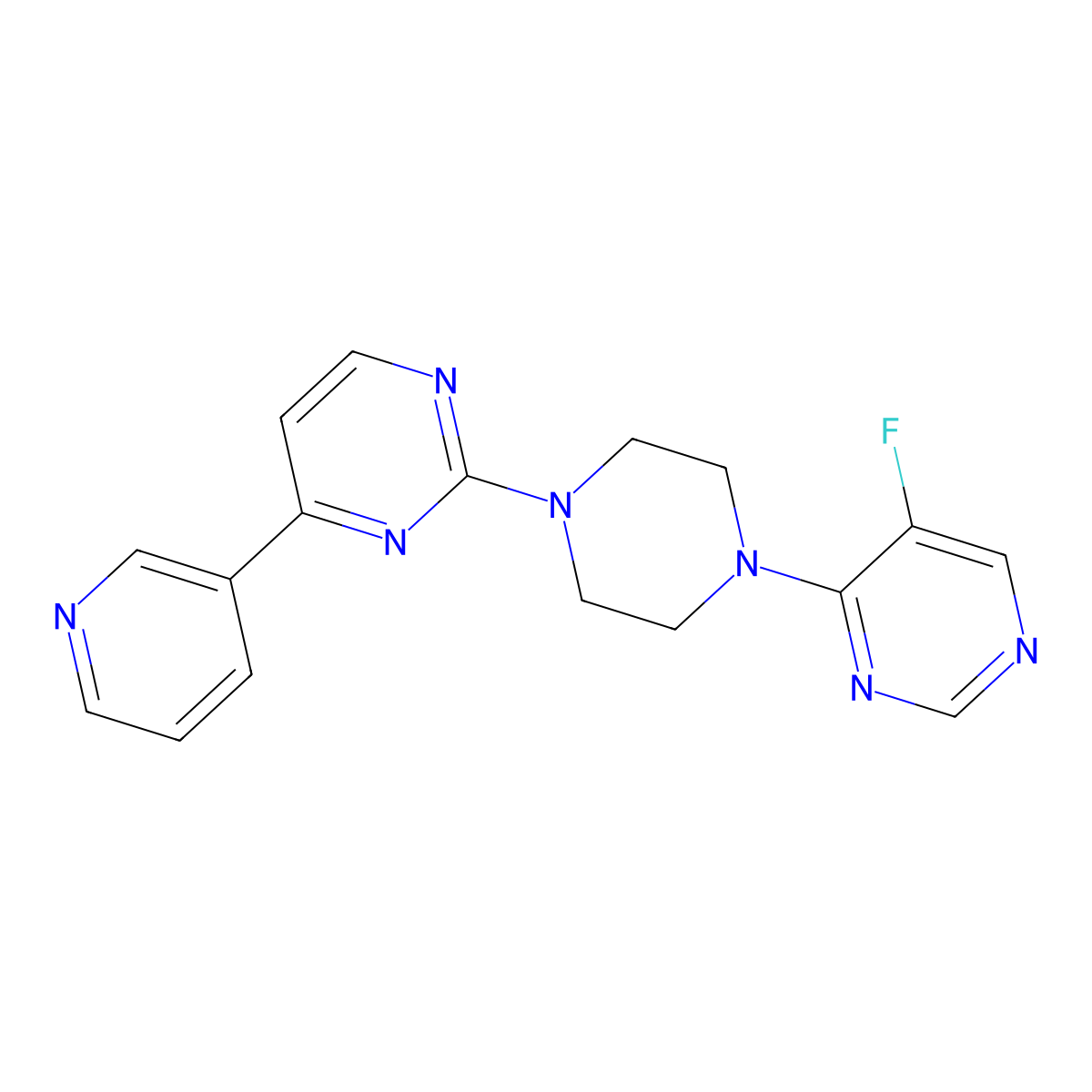 2-[4-(5-Fluoropyrimidin-4-yl)piperazin-1-yl]-4-(pyridin-3-yl)pyrimidine molecular structure, CAS 2770588-71-9