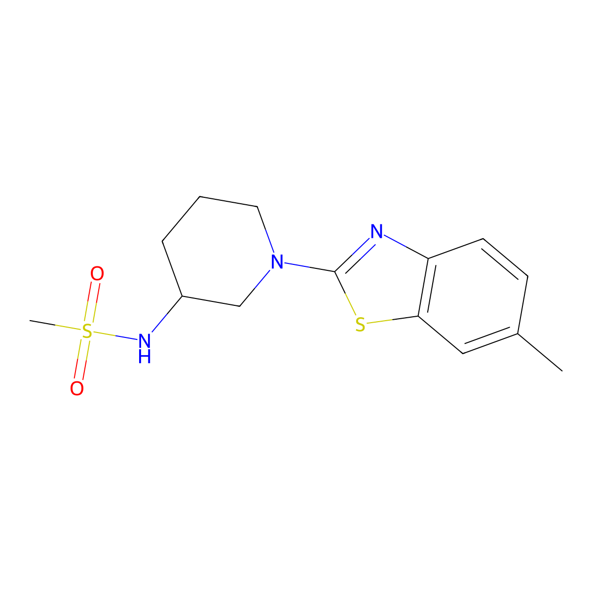 N-[1-(6-methyl-1,3-benzothiazol-2-yl)piperidin-3-yl]methanesulfonamide molecular structure, CAS 2770588-72-0