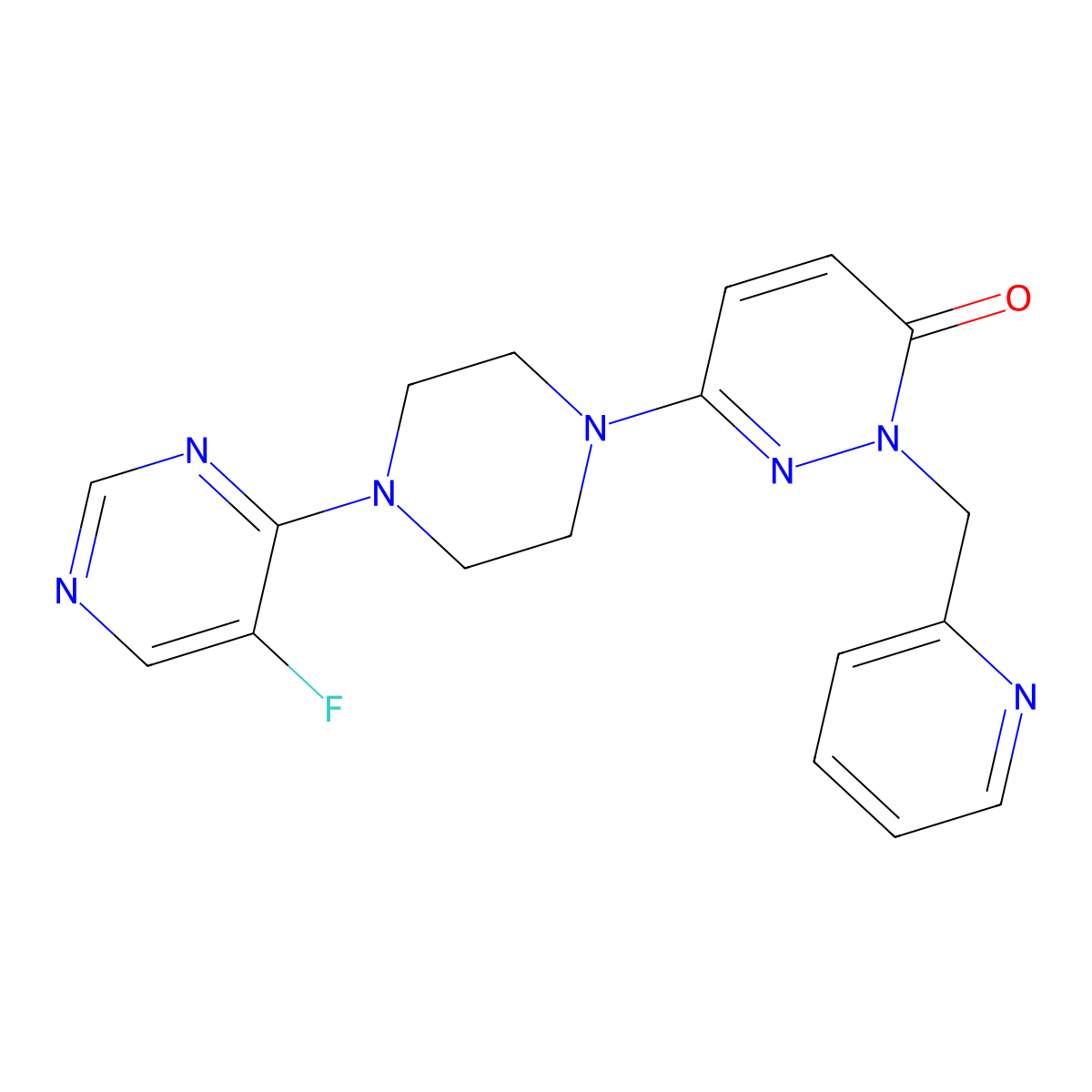 6-[4-(5-Fluoropyrimidin-4-yl)piperazin-1-yl]-2-[(pyridin-2-yl)methyl]-2,3-dihydropyridazin-3-one molecular structure, CAS 2770588-76-4