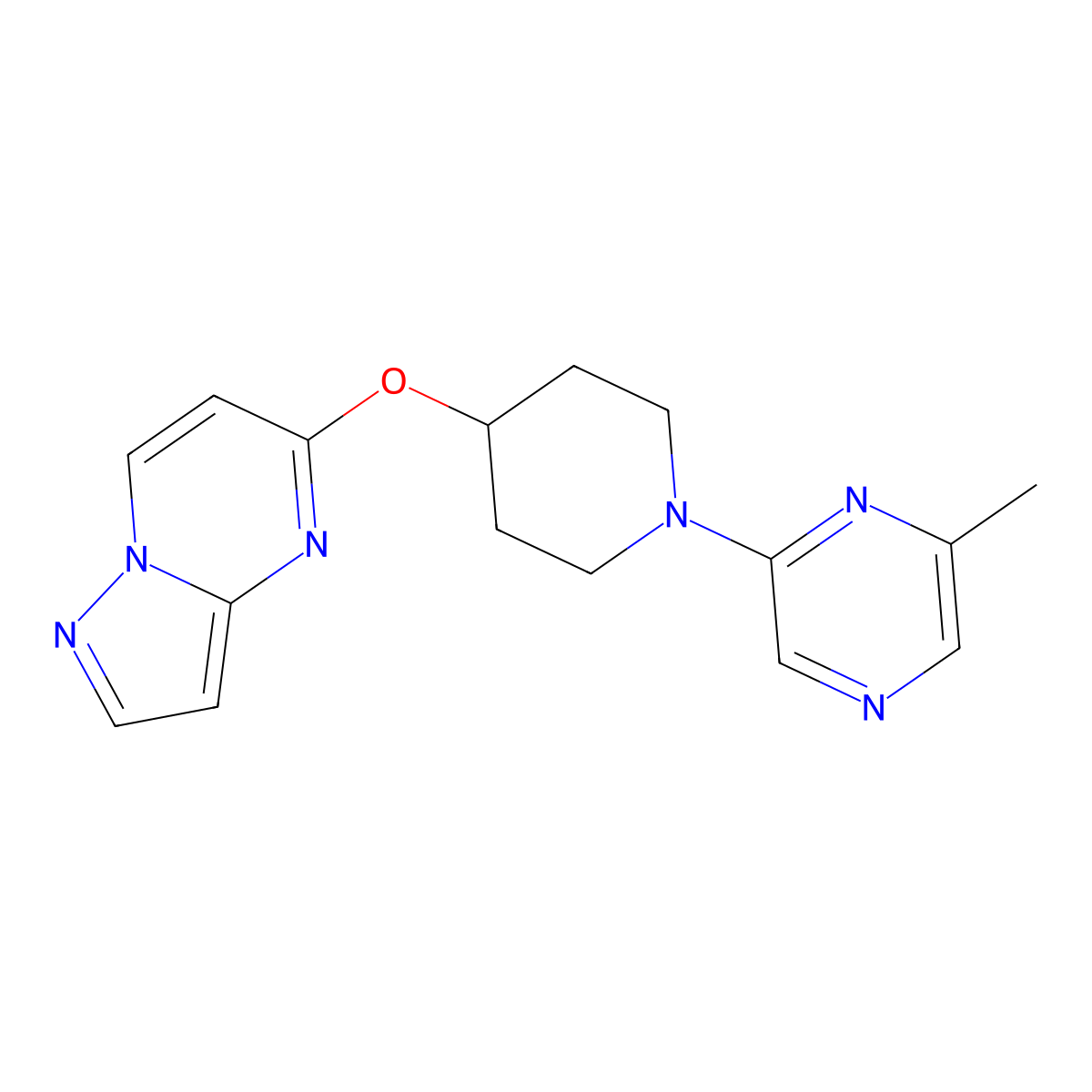 2-Methyl-6-(4-{pyrazolo[1,5-a]pyrimidin-5-yloxy}piperidin-1-yl)pyrazine molecular structure, CAS 2770588-82-2