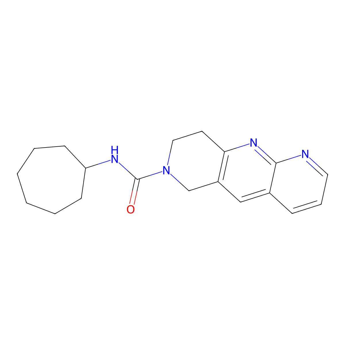 N-cycloheptyl-6H,7H,8H,9H-pyrido[2,3-b]1,6-naphthyridine-7-carboxamide molecular structure, CAS 2770588-84-4