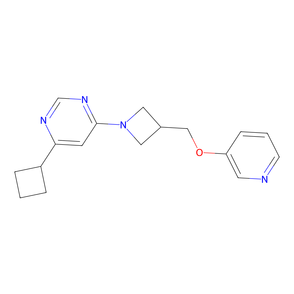 4-Cyclobutyl-6-{3-[(pyridin-3-yloxy)methyl]azetidin-1-yl}pyrimidine molecular structure, CAS 2770588-86-6