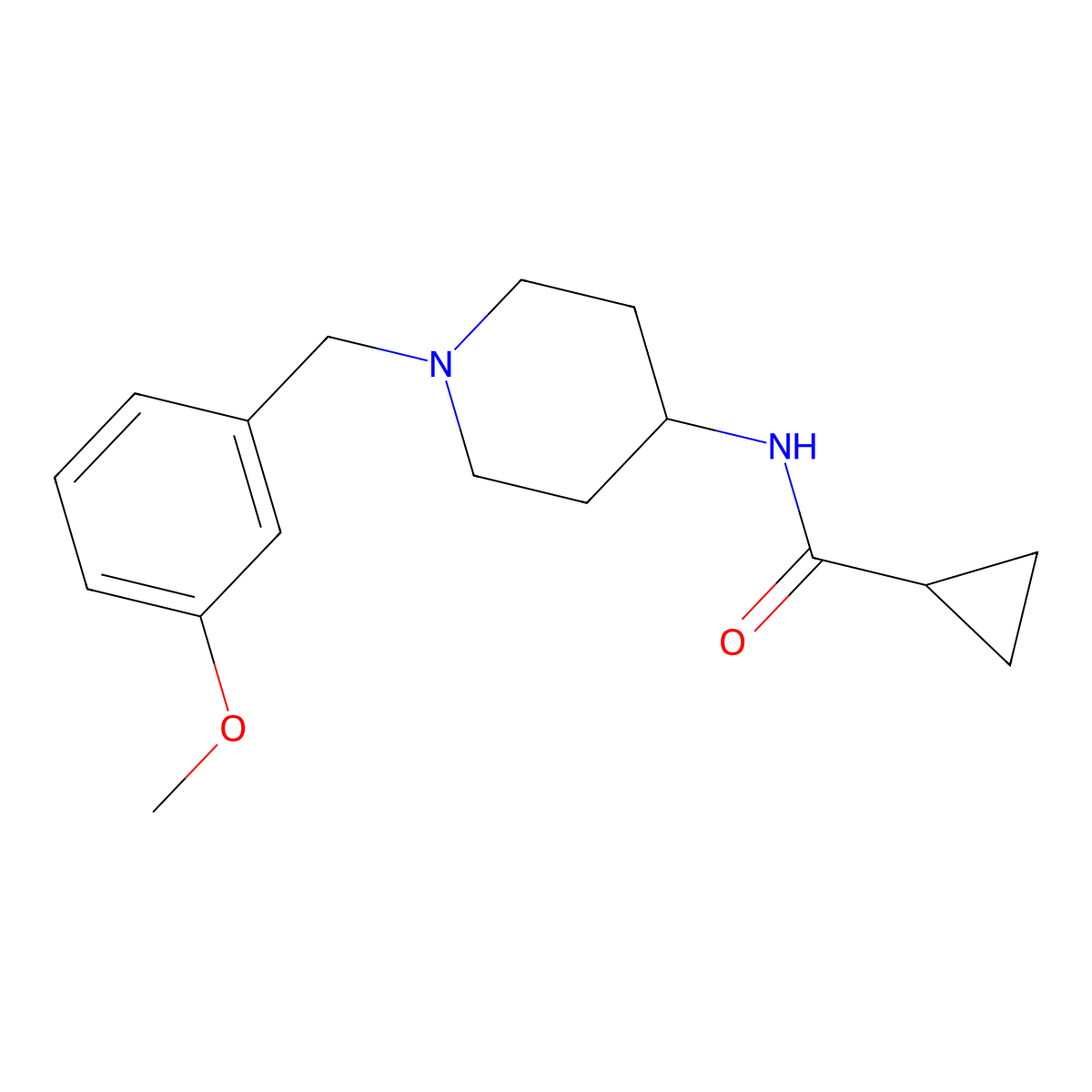 N-{1-[(3-methoxyphenyl)methyl]piperidin-4-yl}cyclopropanecarboxamide molecular structure, CAS 2770588-89-9