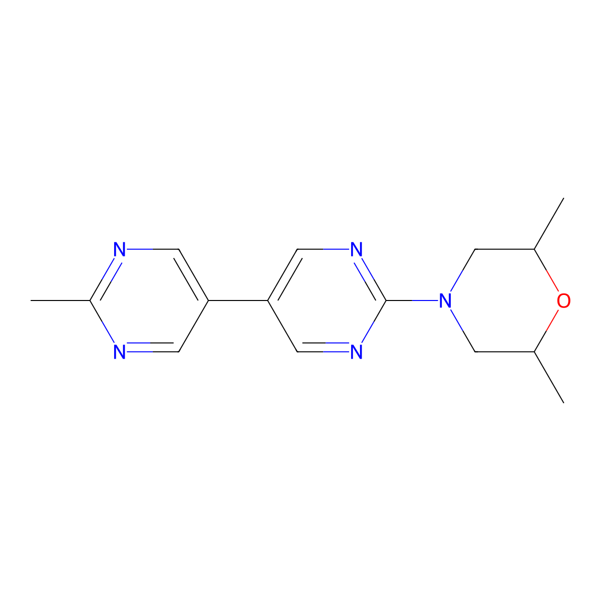 2-(2,6-Dimethylmorpholin-4-yl)-2'-methyl-5,5'-bipyrimidine molecular structure, CAS 2770588-97-9
