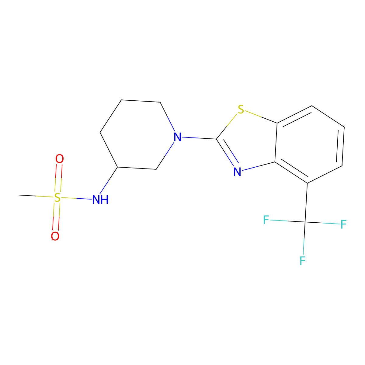 N-{1-[4-(trifluoromethyl)-1,3-benzothiazol-2-yl]piperidin-3-yl}methanesulfonamide molecular structure, CAS 2770588-98-0