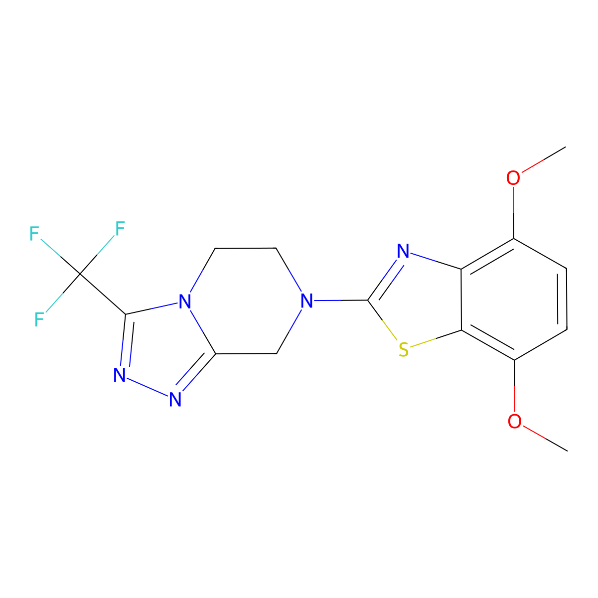 4,7-dimethoxy-2-[3-(trifluoromethyl)-5H,6H,7H,8H-[1,2,4]triazolo[4,3-a]pyrazin-7-yl]-1,3-benzothiazole molecular structure, CAS 2770588-99-1