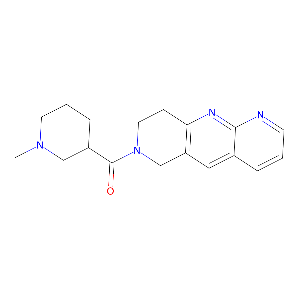 1-methyl-3-{6H,7H,8H,9H-pyrido[2,3-b]1,6-naphthyridine-7-carbonyl}piperidine molecular structure, CAS 2770589-00-7