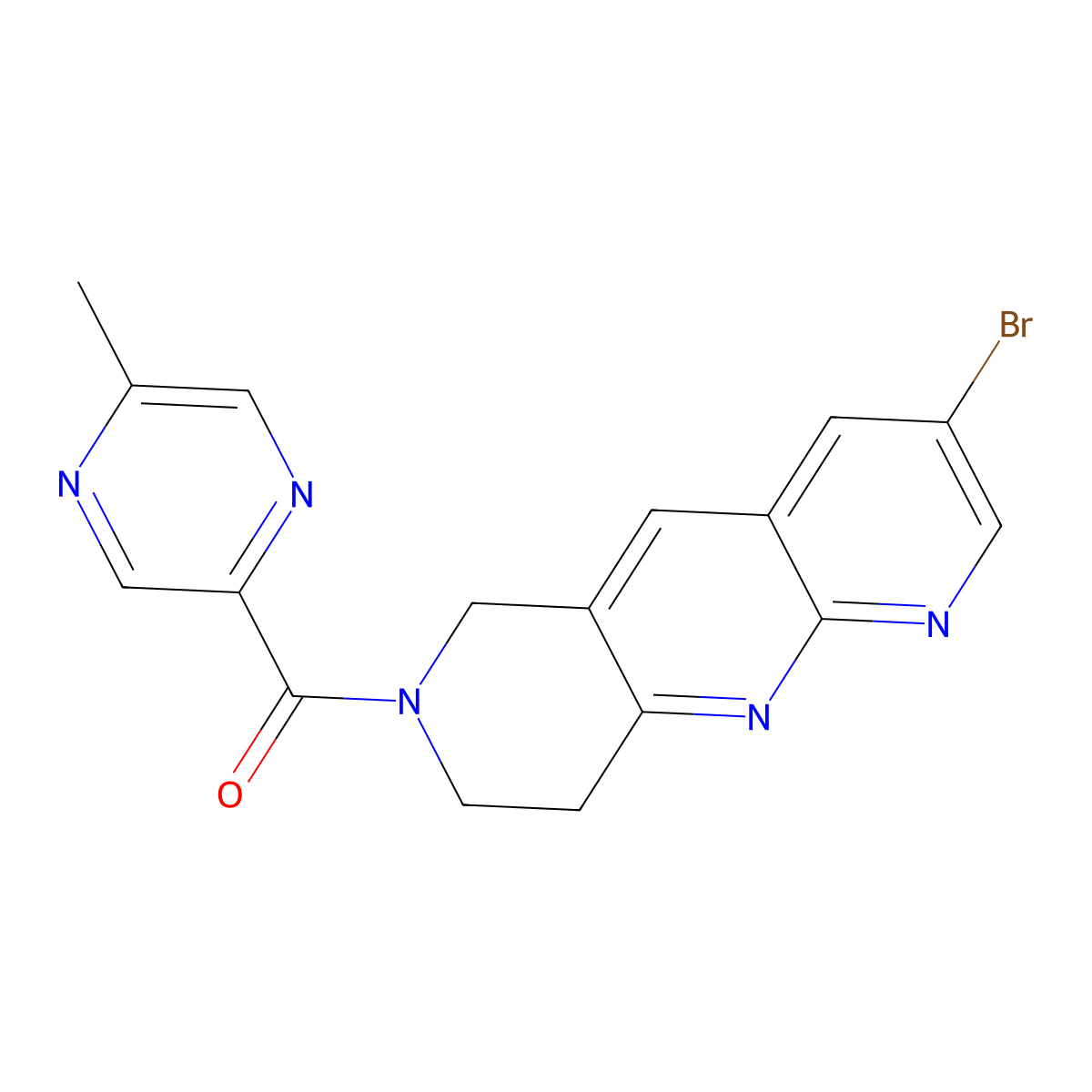 2-{3-bromo-6H,7H,8H,9H-pyrido[2,3-b]1,6-naphthyridine-7-carbonyl}-5-methylpyrazine molecular structure, CAS 2770589-04-1