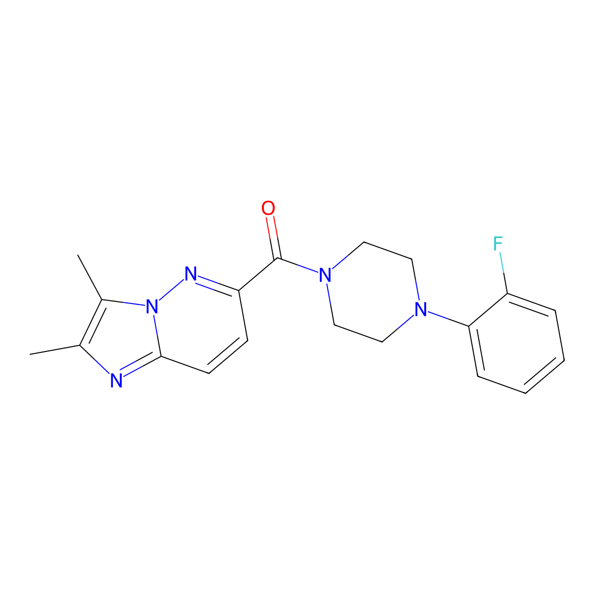 1-{2,3-Dimethylimidazo[1,2-b]pyridazine-6-carbonyl}-4-(2-fluorophenyl)piperazine molecular structure, CAS 2770589-07-4