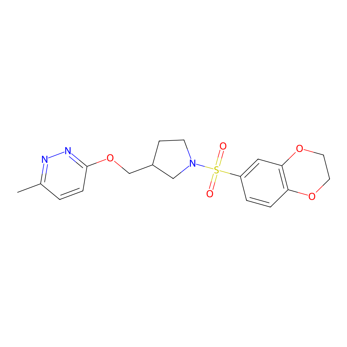 3-{[1-(2,3-Dihydro-1,4-benzodioxine-6-sulfonyl)pyrrolidin-3-yl]methoxy}-6-methylpyridazine molecular structure, CAS 2770589-08-5
