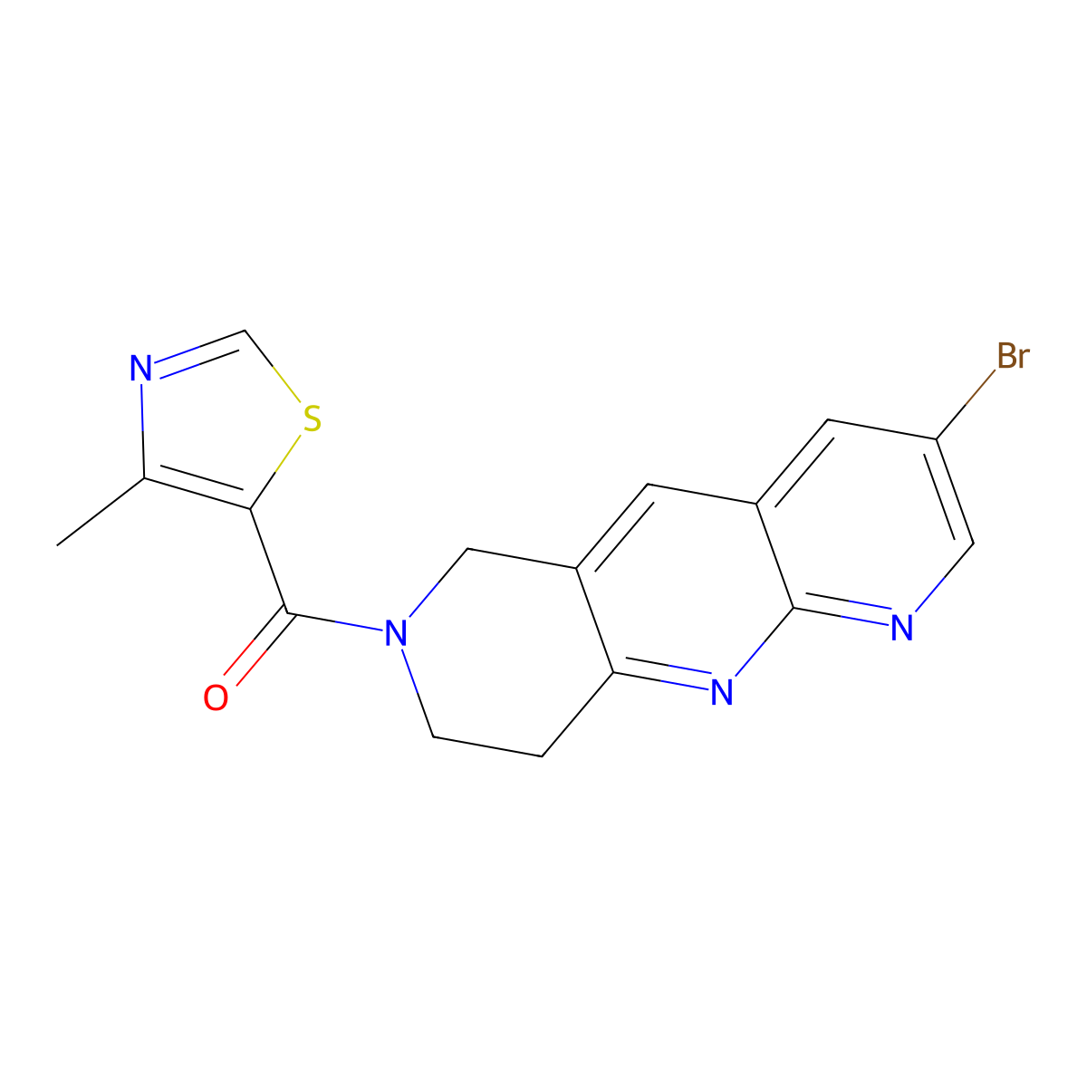 5-{3-bromo-6H,7H,8H,9H-pyrido[2,3-b]1,6-naphthyridine-7-carbonyl}-4-methyl-1,3-thiazole molecular structure, CAS 2770589-10-9