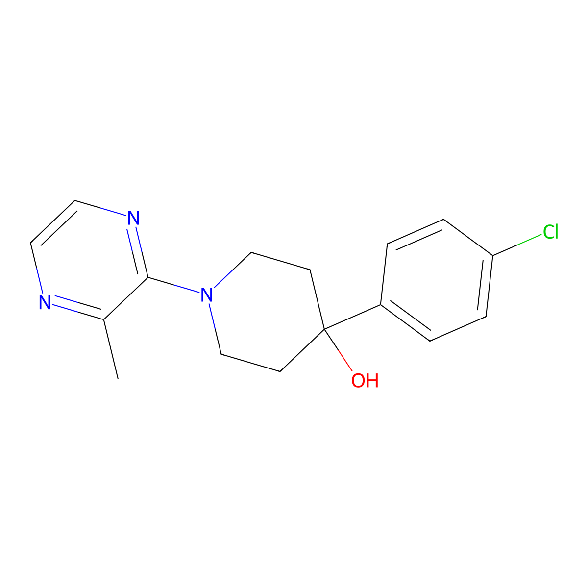 4-(4-Chlorophenyl)-1-(3-methylpyrazin-2-yl)piperidin-4-ol molecular structure, CAS 2770589-33-6