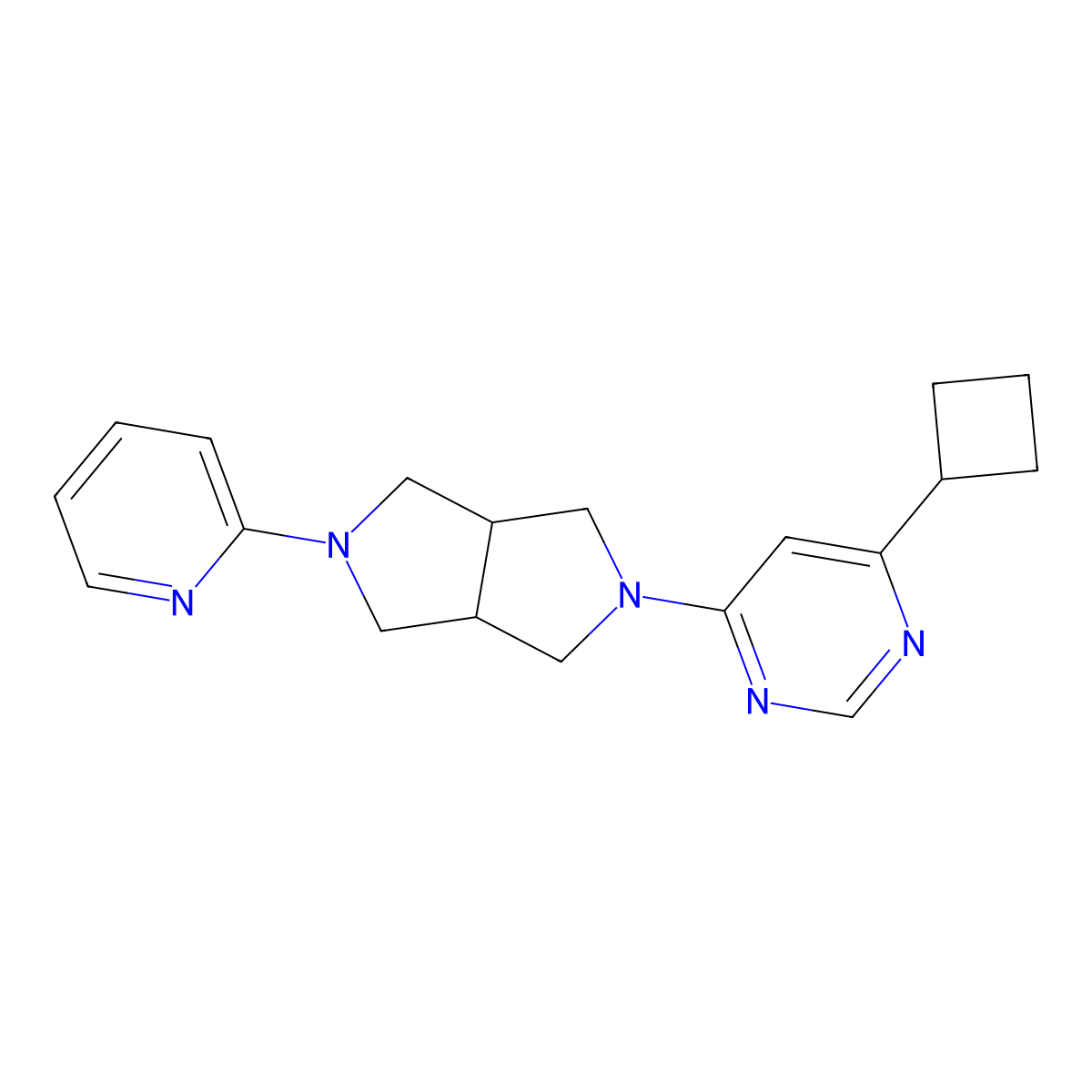 4-Cyclobutyl-6-[5-(pyridin-2-yl)-octahydropyrrolo[3,4-c]pyrrol-2-yl]pyrimidine molecular structure, CAS 2770589-34-7
