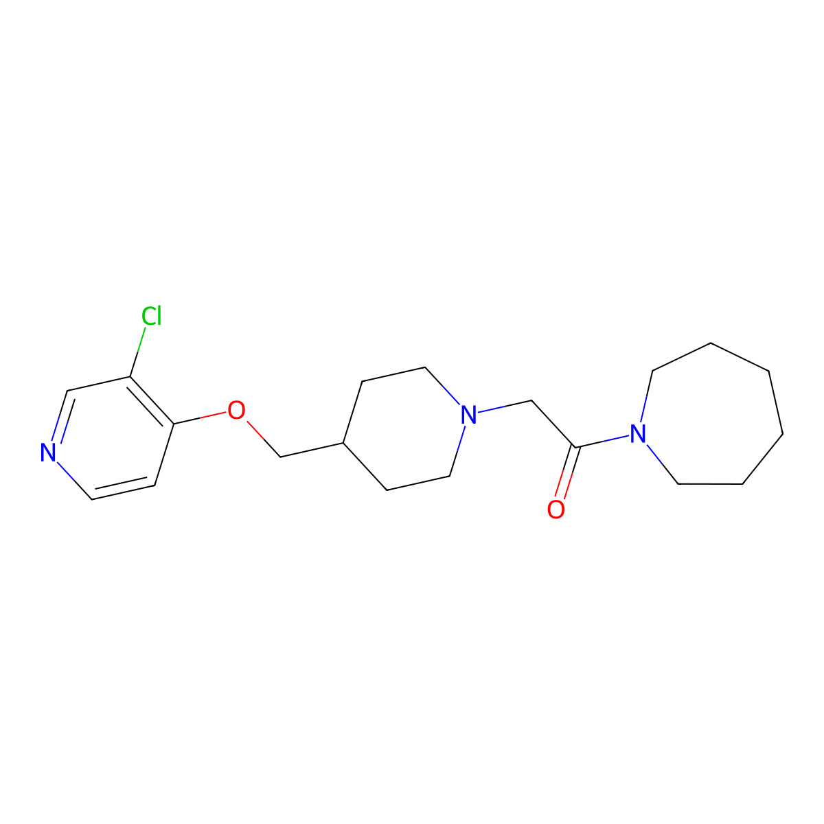 1-(Azepan-1-yl)-2-(4-{[(3-chloropyridin-4-yl)oxy]methyl}piperidin-1-yl)ethan-1-one molecular structure, CAS 2770589-37-0