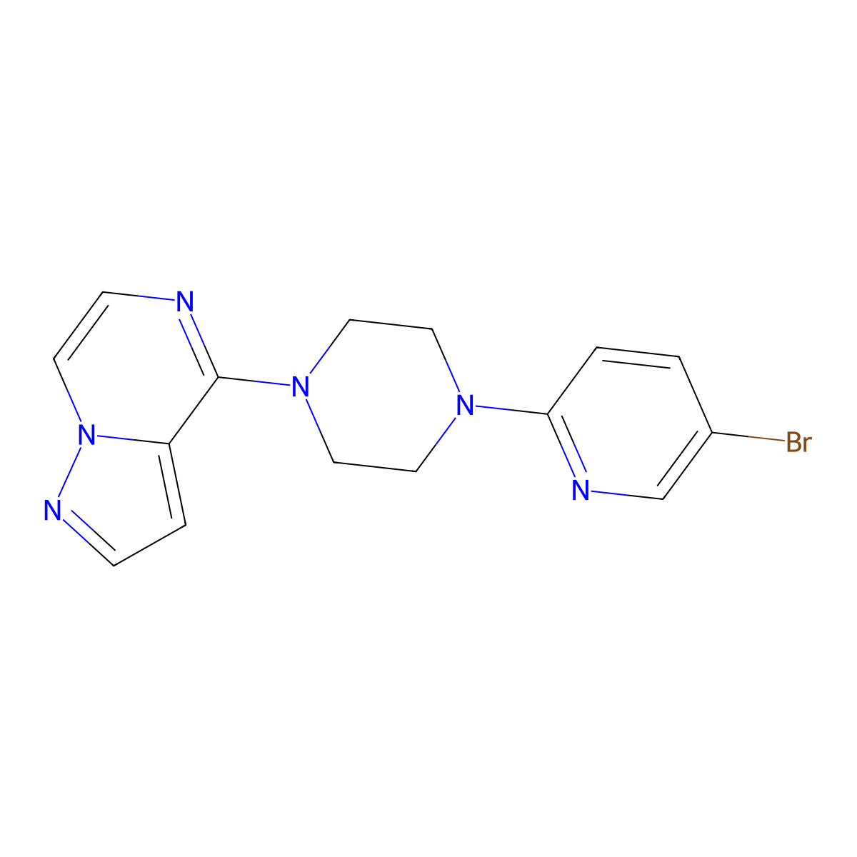 1-(5-Bromopyridin-2-yl)-4-{pyrazolo[1,5-a]pyrazin-4-yl}piperazine molecular structure, CAS 2770589-42-7