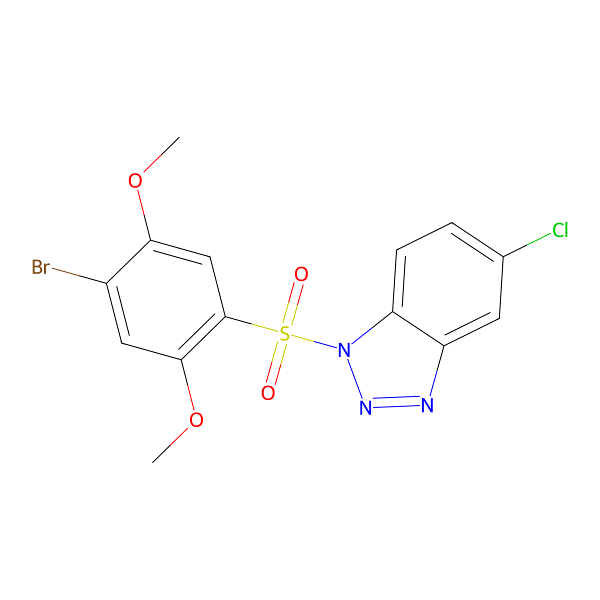 1-(4-bromo-2,5-dimethoxybenzenesulfonyl)-5-chloro-1H-1,2,3-benzotriazole molecular structure, CAS 2770589-45-0