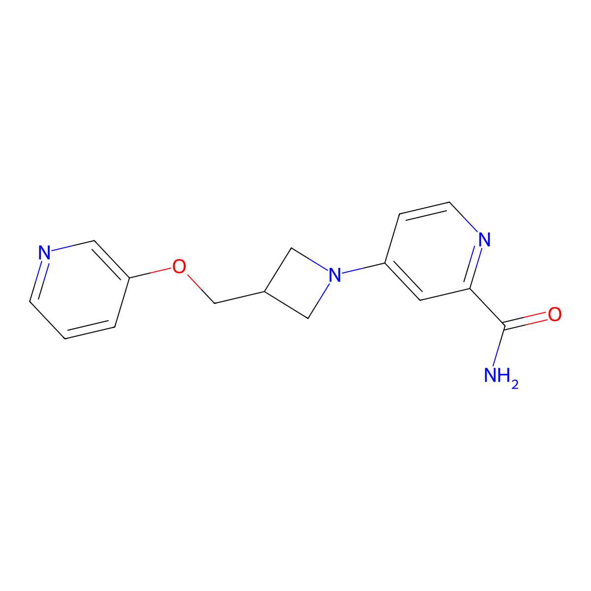 4-{3-[(Pyridin-3-yloxy)methyl]azetidin-1-yl}pyridine-2-carboxamide molecular structure, CAS 2770589-55-2