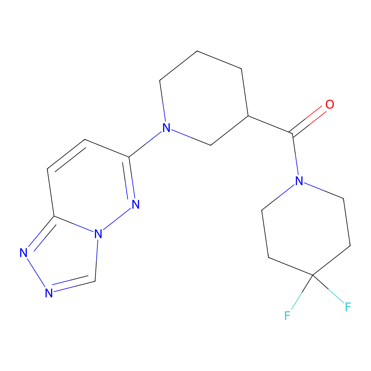 3-(4,4-Difluoropiperidine-1-carbonyl)-1-{[1,2,4]triazolo[4,3-b]pyridazin-6-yl}piperidine molecular structure, CAS 2770589-60-9